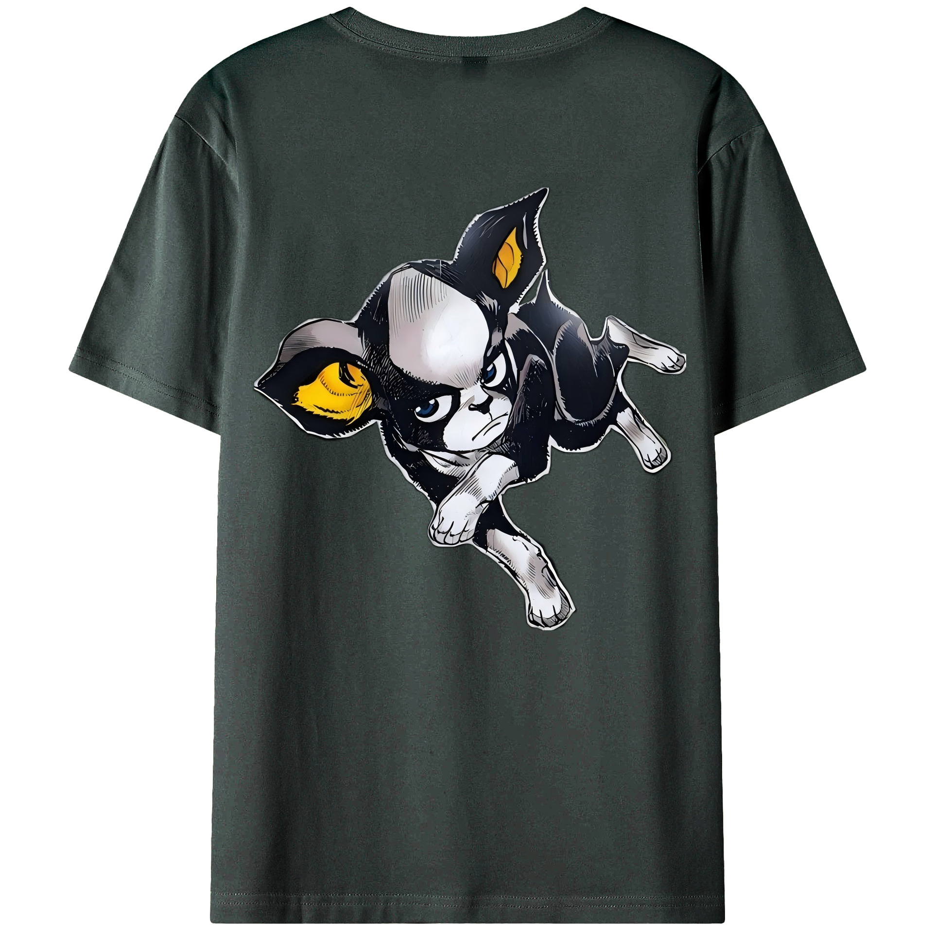 （画像用） ジョジョの奇妙な冒険 イギー JoJo's Bizarre Adventure Iggy 綿100％ メンズ半袖Tシャツ（バックプリント） 通気性
